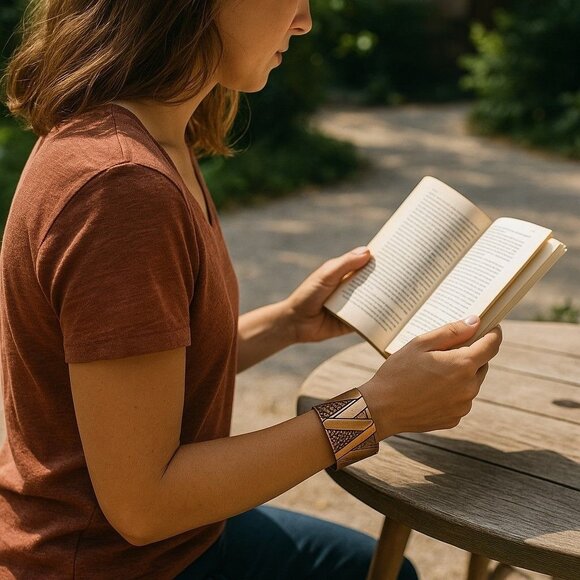 NEW! Story by DaVinci Seville Burnished Coppertone Cuff Bracelet Geometric - Picture 3 of 6